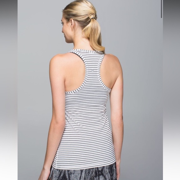 Lululemon Modern Racerback Parallel Stripe Heathered White Heathered Grey Size 8 - Picture 10 of 11
